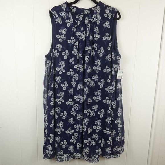 Jessica Howard Womens Plus Blue Floral Ruched Shift Dress Size 22W - Picture 3 of 11